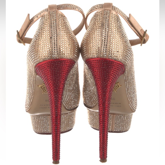 Charlotte Olympia Kiss Me Dolly Dolores Swarovski Crystal Heels Platforms 39 8 - Picture 5 of 6